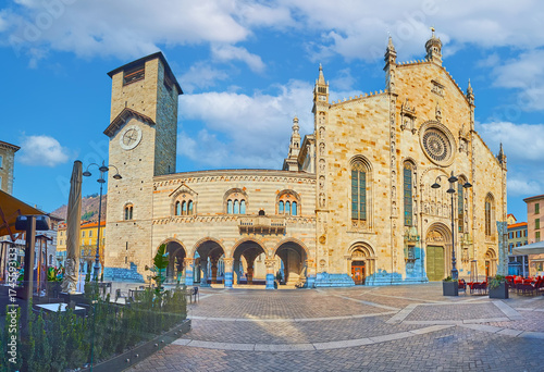 Panorama of Broletto and Cathedral, Como, Lombardy, Italy
