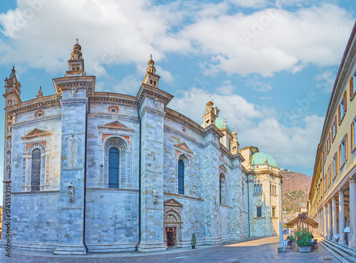 Panorama of Cathedral walls, Como, Lombardy, Italy