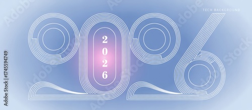A Glimpse into 2026: Elegant numbers forming the year 2026 in a minimalist and futuristic style, with soft gradient and modern touch. It is ideal for use in marketing materials, websites.