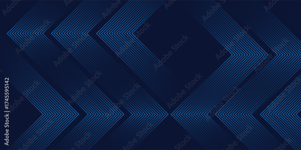 Obraz premium Symmetrical Chevron Lines Gradient Background in Dark Navy Blue with simple nice art