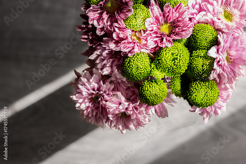 Bouquet of flowers with blurry background. Seasonal photo or template for mothers' day, easter, wedding, holiday, valentine's day, birthday or celebration gift card or for invitations. Version I.