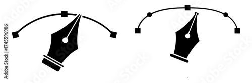 Illustration of pen tool, representing graphic design, vector art, and digital drawing