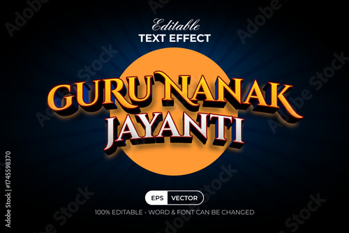 Guru Nanak Jayanti Text Effect. 3D Editable Text Effect Curved Style.
