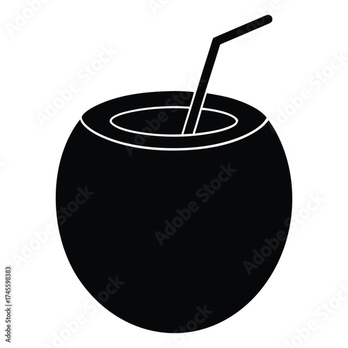 Vector illustration of a glass of cola drink with a straw and ice