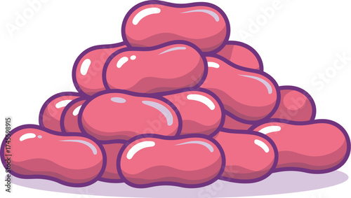 Pile of pink jelly beans illustration sweet candy confectionery treat snack on transparent background