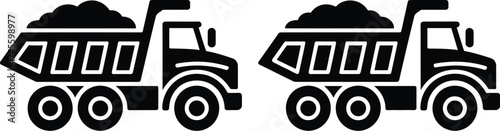 Dump truck vector illustration for construction vehicle and transportation needs on transparent background