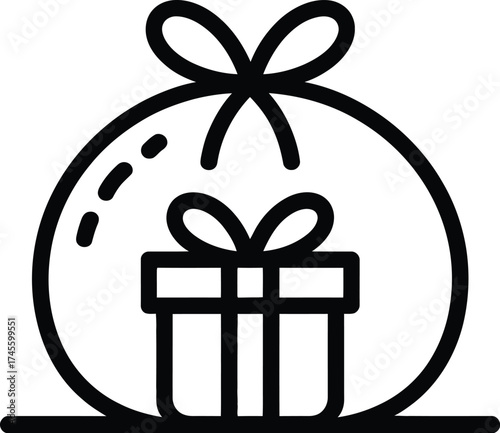 Gift bag with present vector icon for birthday christmas and special events on transparent background