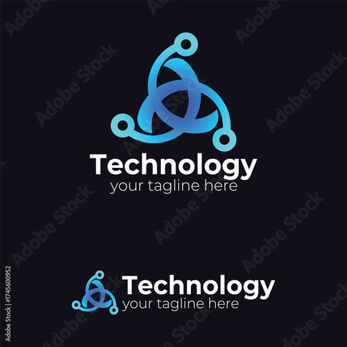 Abstract Digital Technology Connection Logo Vector, Modern Triquetra Network Icon for Data, Global, Security, or Futuristic Tech Company Branding