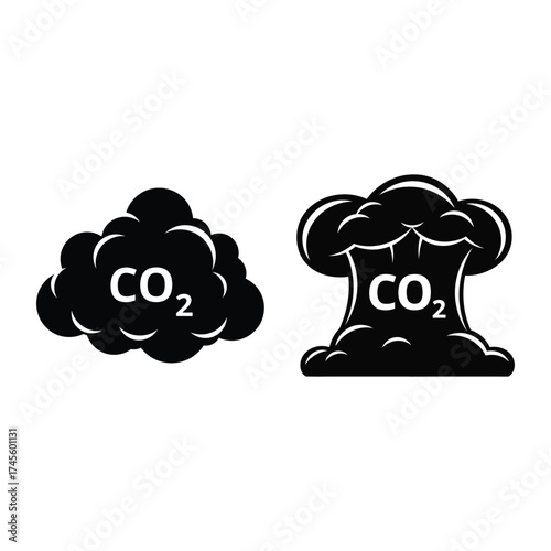 Global Warming Emissions, CO2 Clouds, and Environmental Concerns Illustrated