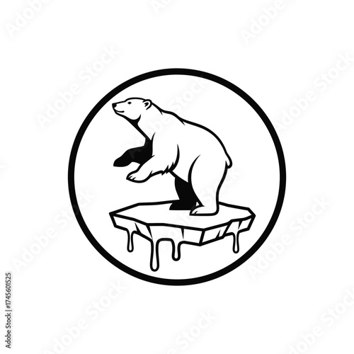 Polar Bear on Melting Ice Floe, Symbolizing Climate Change and Environmental Crisis
