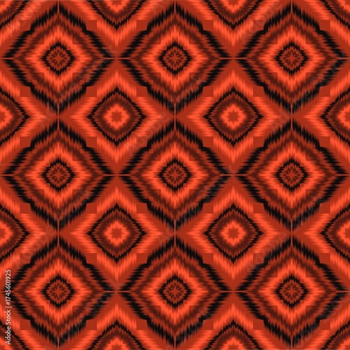 Seamless Ikat ethnic traditional Textile pattern geometric abstract folklore ornament Tribal ethnic illustration background design for print, clothing, scarf