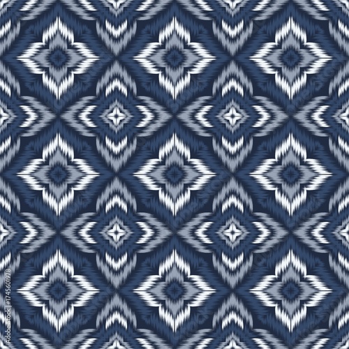 Seamless Ikat ethnic traditional Textile pattern geometric abstract folklore ornament Tribal ethnic illustration background design for print, clothing, scarf