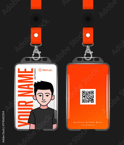 Editable Id Card Design. Corporate company employee identity card. Event identity card. Self Portrait Photo Style