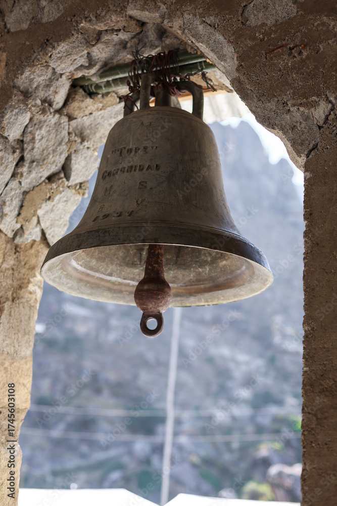 Obraz premium bell tower of church in the traditional village of Tupe, Peru
