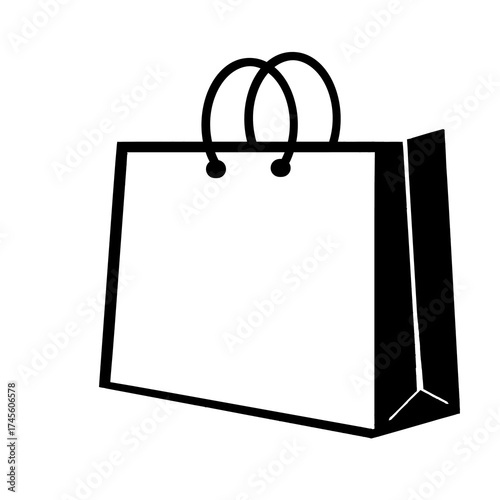 Simple shopping bag line art vector illustration for commerce, retail, online store, boutique, shopping experience, purchase, packaging.