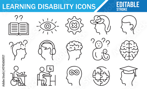 Vector Line Art for Learning Disabilities Including Auditory, Visual, and Cognitive Aids