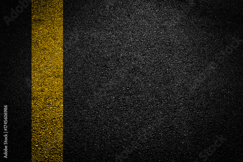 White And Yellow Stripes On Asphalt Road Texture.