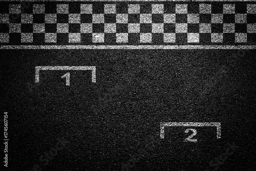 Race Track. Start and finish line racing. Start or finish on car race. Pole position in race.