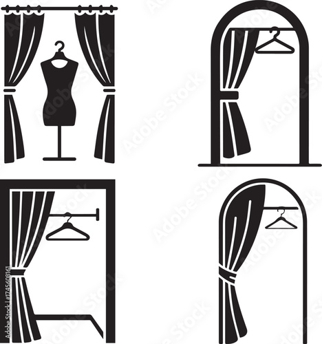 Fashion Boutique Changing Room and Dress Fitting Area Silhouette