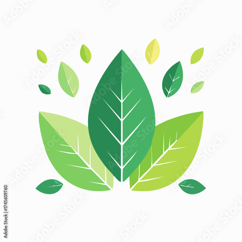 Eco-friendly symbol with green foliage. A minimalist vector illustration of leaves representing nature, sustainability, and plant growth