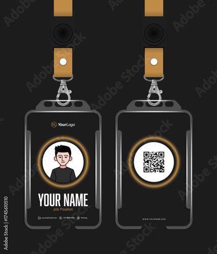 Editable Id Card Design. Corporate company employee identity card. Event identity card. Elegant Gold Id Card
