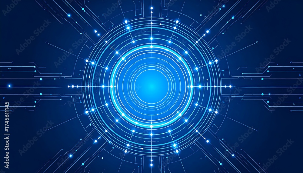 Naklejka premium Abstract Digital Circuit Technology Background with Glowing Blue Lights