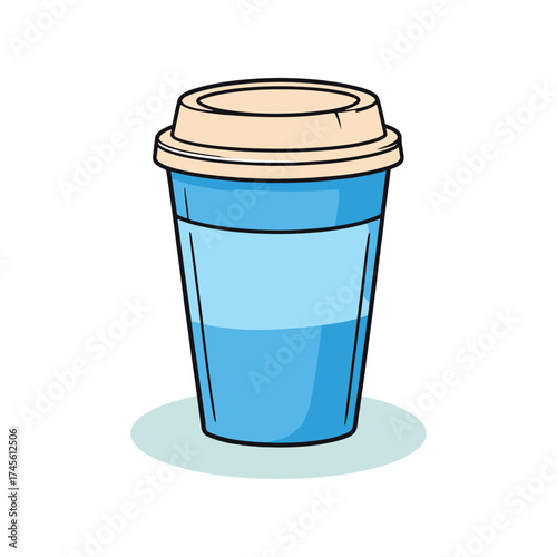 Minimal Blue Takeaway Coffee Cup Illustration