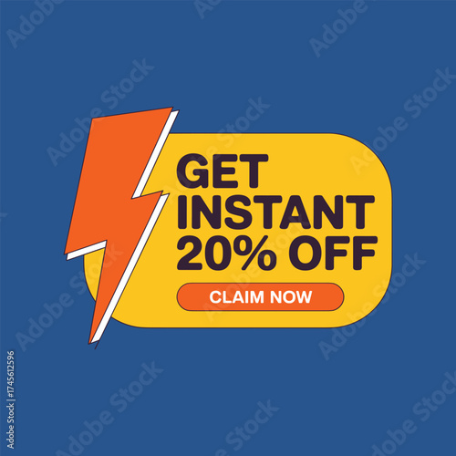 Get instant 20 percent off claim now sale promotion banner discount offer