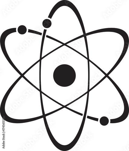 Stylized Atom Symbol With Orbiting Electrons Around Nucleus atomic science