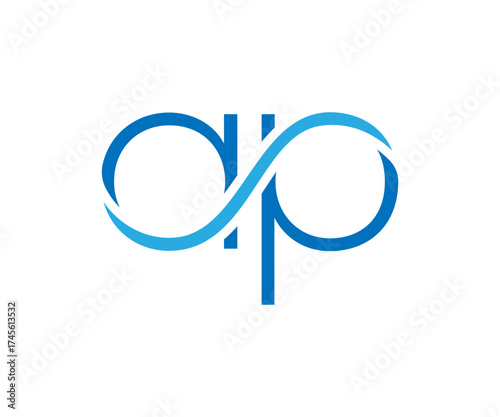 Abstract blue design with looping and circular shapes