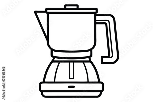 Black and White Line Art Illustration of an Electric Coffee Percolator Design