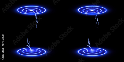 3d neon charger symbol. Holographic sign thunder. Symbol of energy, danger. Minimalistic electrical discharge. Vector illustration.