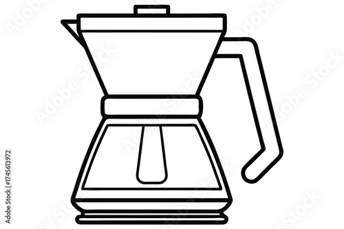 Simple Line Drawing of a Stovetop Coffee Maker, Moka Pot Style Design