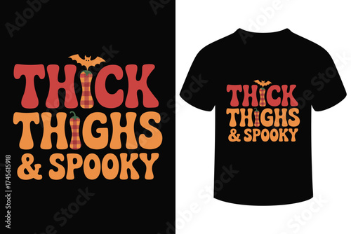 Retro halloween t shirt design thick thighs spooky