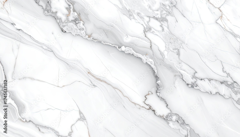 Fototapeta premium Elegant white marble with gray veining and subtle gold accents