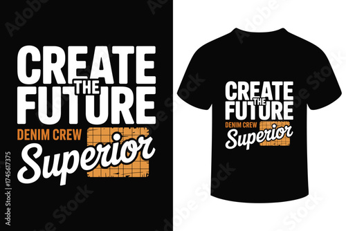 Create the future superior denim crew t shirt design