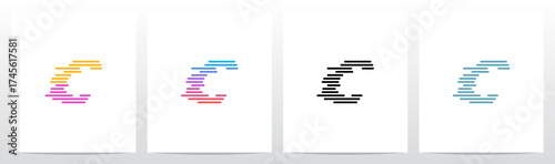 Horizontal Lines Stripes Random Stack Parallel Letter Initial Logo Design C