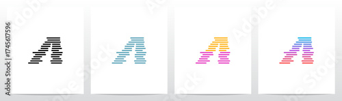 Horizontal Lines Stripes Random Stack Parallel Letter Initial Logo Design A
