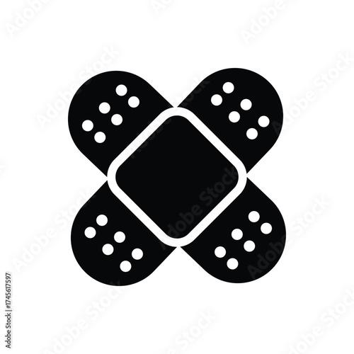 Cross Bandage Icon. Medical Plaster Silhouette Symbol