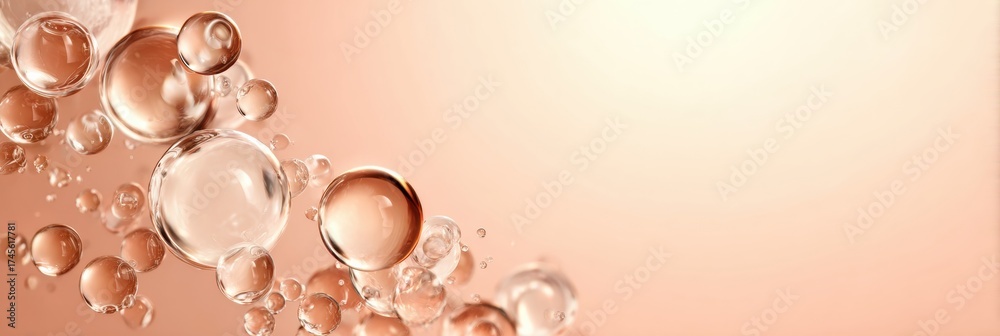 Obraz premium Bubbles Floating Gracefully in Soft Pink Background, Captured With High Detail and Clarity