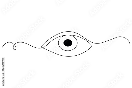 Minimalist human eye continuous one line drawing vector illustration on white background for modern design