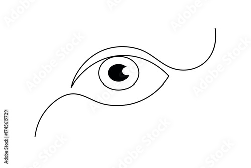 Minimalist human eye continuous one line drawing vector illustration on white background for modern design
