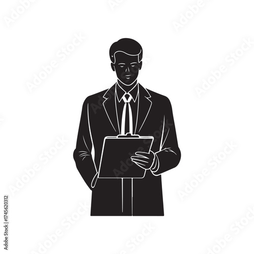 Psychiatrist with a clipboard silhouette vector black color design and solid white background (2).eps