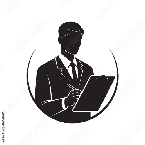Psychiatrist with a clipboard silhouette vector black color design and solid white background (1).eps