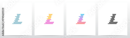Horizontal Lines Stripes Random Stack Parallel Letter Initial Logo Design L