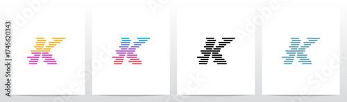 Horizontal Lines Stripes Random Stack Parallel Letter Initial Logo Design K