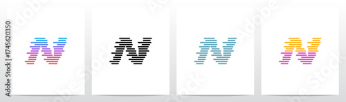 Horizontal Lines Stripes Random Stack Parallel Letter Initial Logo Design N