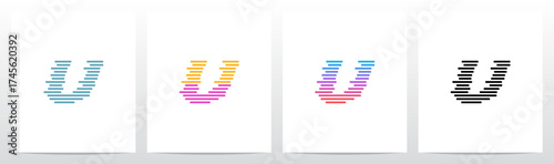 Horizontal Lines Stripes Random Stack Parallel Letter Initial Logo Design U