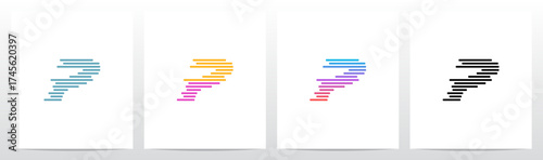 Horizontal Lines Stripes Random Stack Parallel Letter Initial Logo Design P