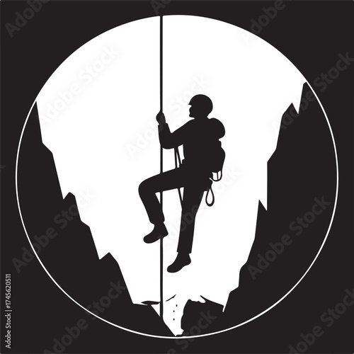 Rock Climber?s Challenge Silhouette ? Bold Black Vector on White Mountain Climbing Adventure (3).eps